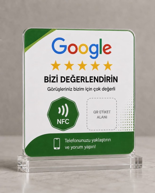 Google Review Card — stantlı model, yeşil tasarım